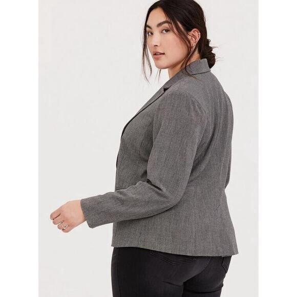 Torrid Textured Double Breast Dark Pearl Grey Blazer Open Front Plus Size 3X New - Picture 2 of 8
